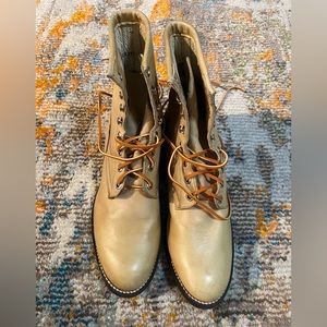 Leather Justin boots Men’s size 5 (women’s 7) lace up genuine tan leather